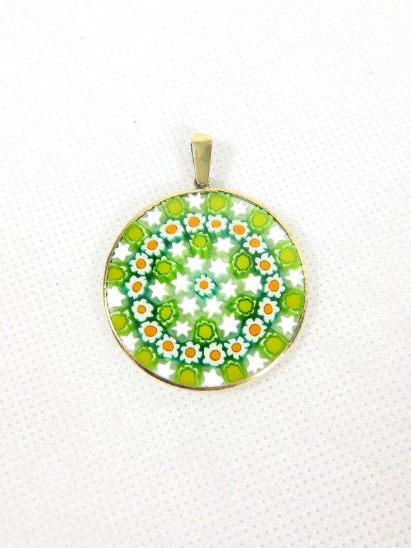 Millefiori Murrina Muranoglas-Anhänger vergoldet groß