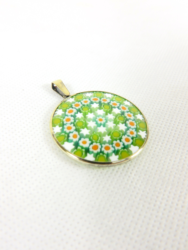 Millefiori Murrina Muranoglas-Anhänger vergoldet groß – Bild 2