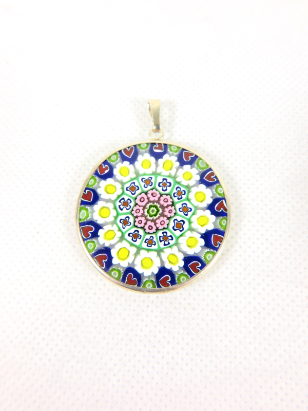 Millefiori Murrina Muranoglas-Anhänger vergoldet groß