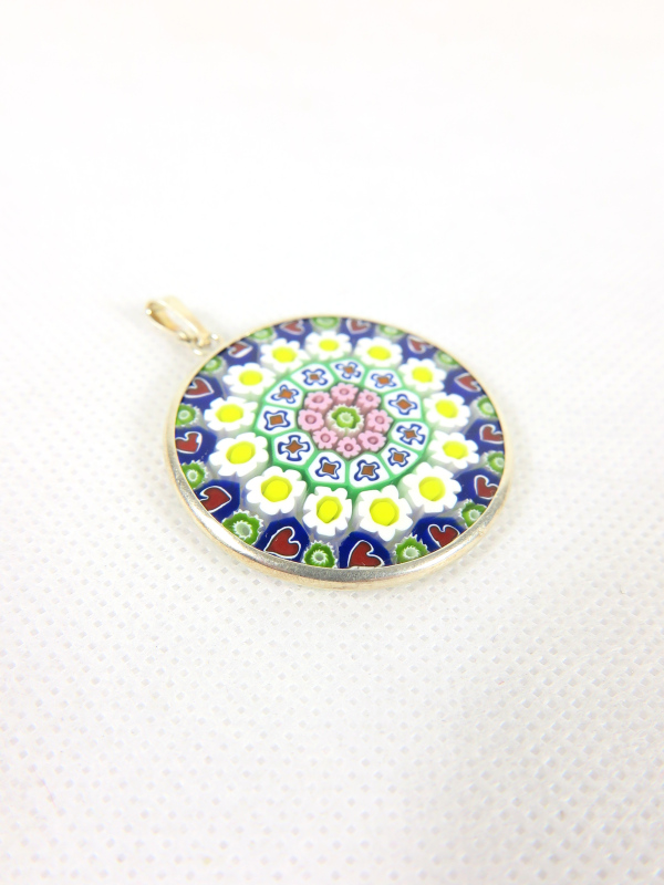 Millefiori Murrina Muranoglas-Anhänger vergoldet groß – Bild 2