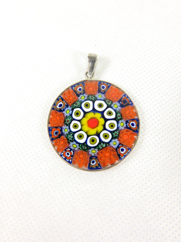 Millefiori Murrina Muranoglas-Anhänger vergoldet groß