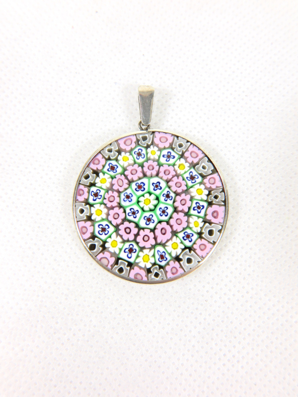 Millefiori Murrina Muranoglas-Anhänger vergoldet groß
