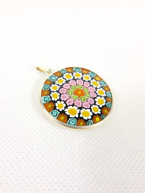 Millefiori Murrina Muranoglas-Anhänger vergoldet groß – Bild 2