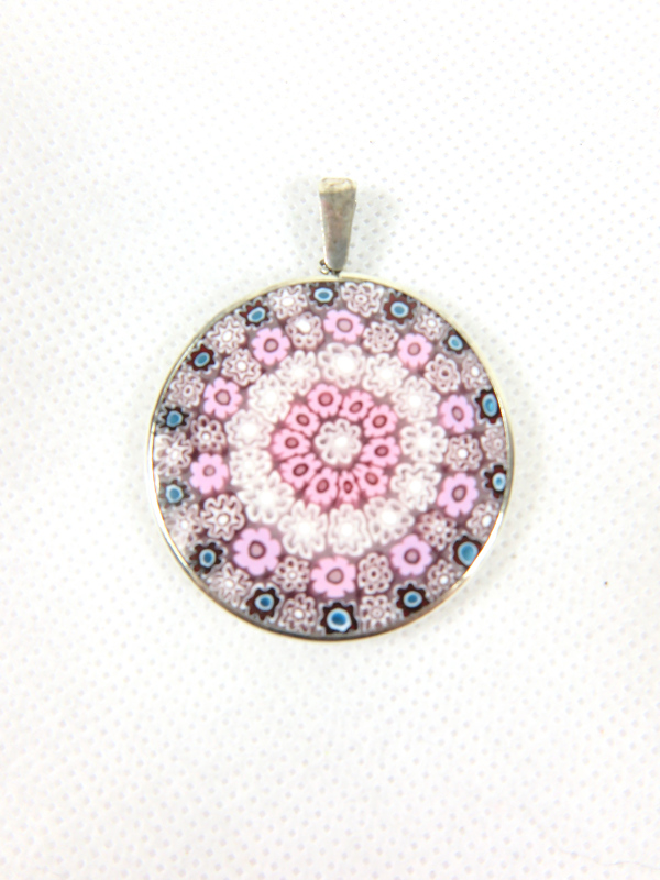 Millefiori Murrina Muranoglas-Anhänger vergoldet groß