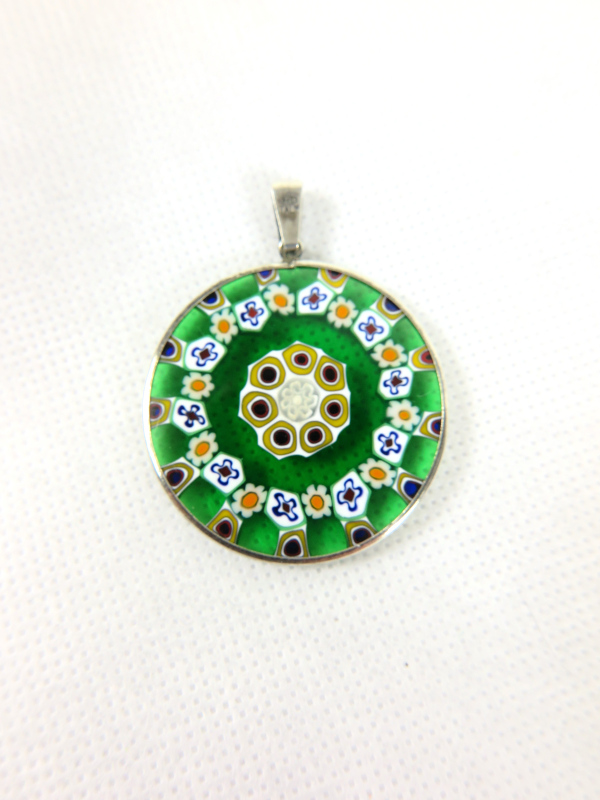 Millefiori Murrina Muranoglas-Anhänger vergoldet groß