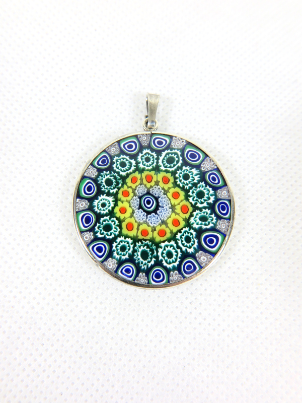 Millefiori Murrina Muranoglas-Anhänger vergoldet groß