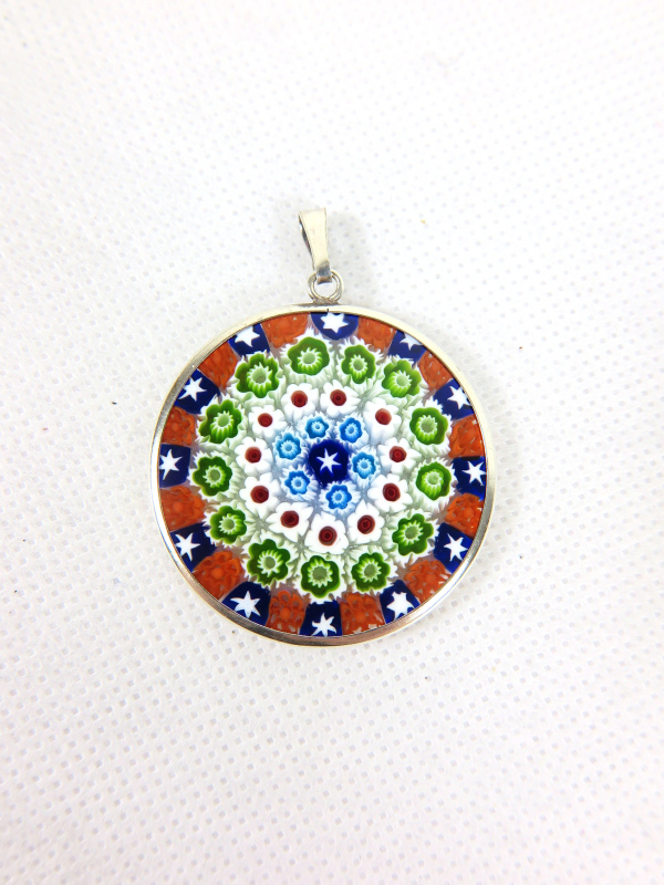 Millefiori Murrina Muranoglas-Anhänger vergoldet groß