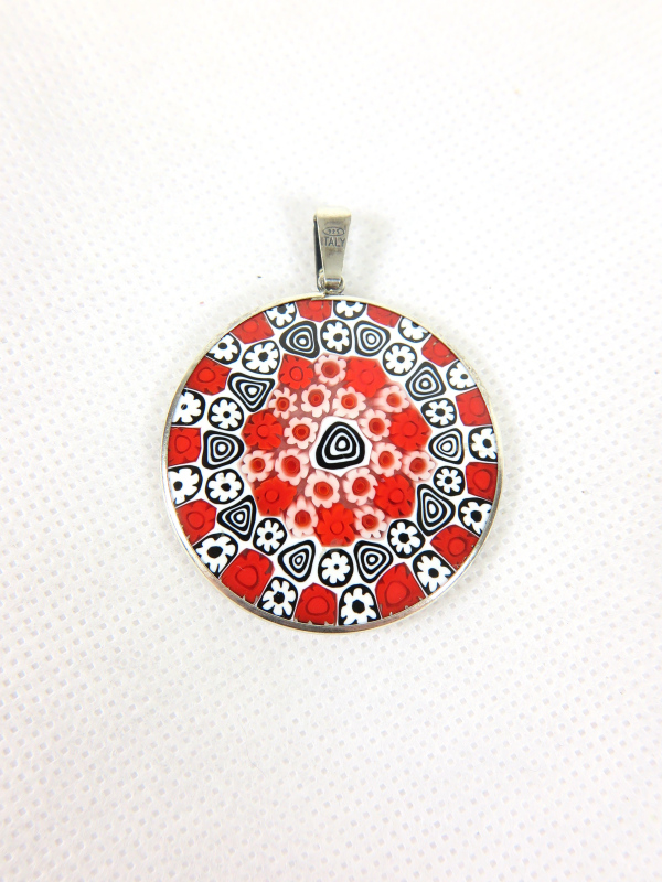Millefiori Murrina Muranoglas-Anhänger vergoldet groß