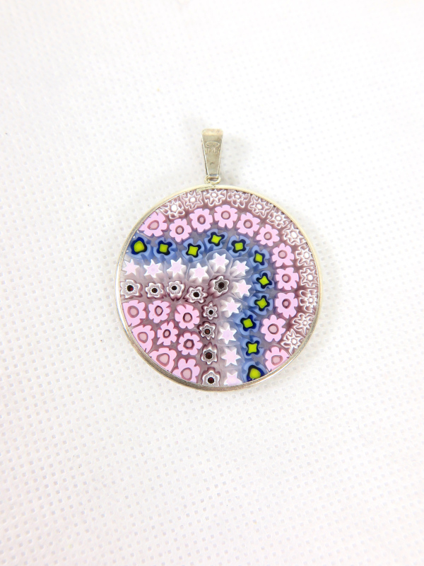 Millefiori Murrina Muranoglas-Anhänger vergoldet groß
